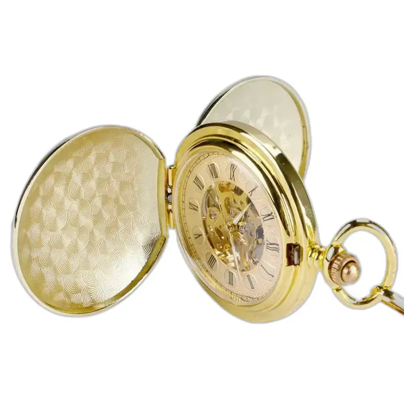 Montre à gousset en or, style chic, double clapet pour homme élégamment conçu