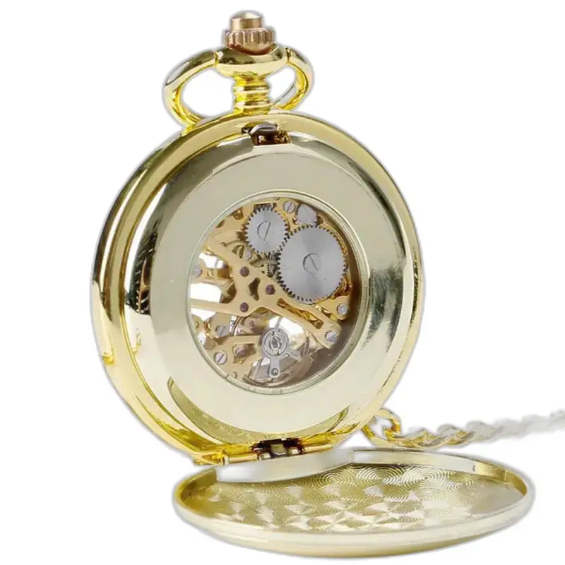 Montre à gousset en or, style chic avec double clapet pour homme