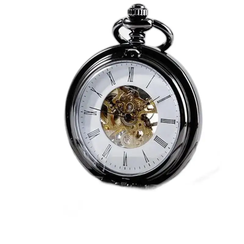 Montre à gousset style chic avec double clapet noir pour homme élégant