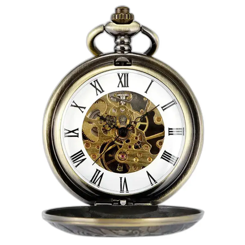 Montre à Gousset Style Demi Chasseur avec mécanisme de gears visibles