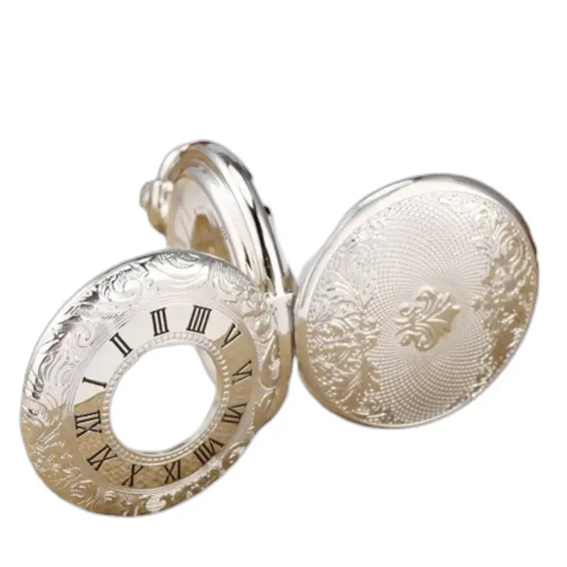 Boîtier de montre à gousset en argent avec chiffres romains, style demi chasseur