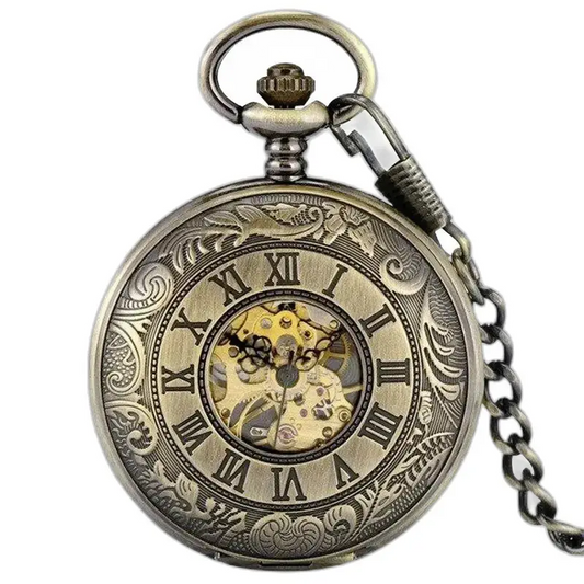 Montre à Gousset Style Demi Chasseur avec un design en bronze orné