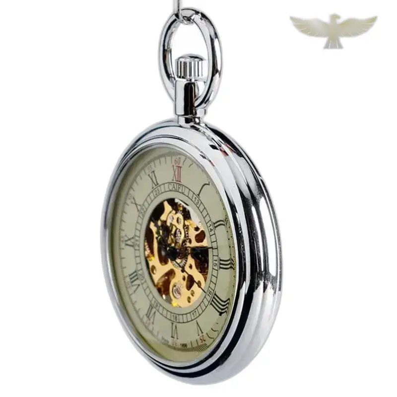 Montre à gousset vintage automatique Argent Luxe Nom avec boîtier en métal argenté