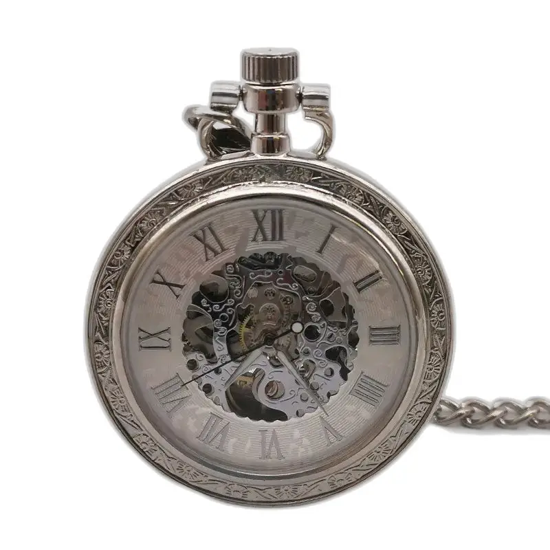 Montre à gousset Vintage Cadran Ouvert avec poche mécanique en argent