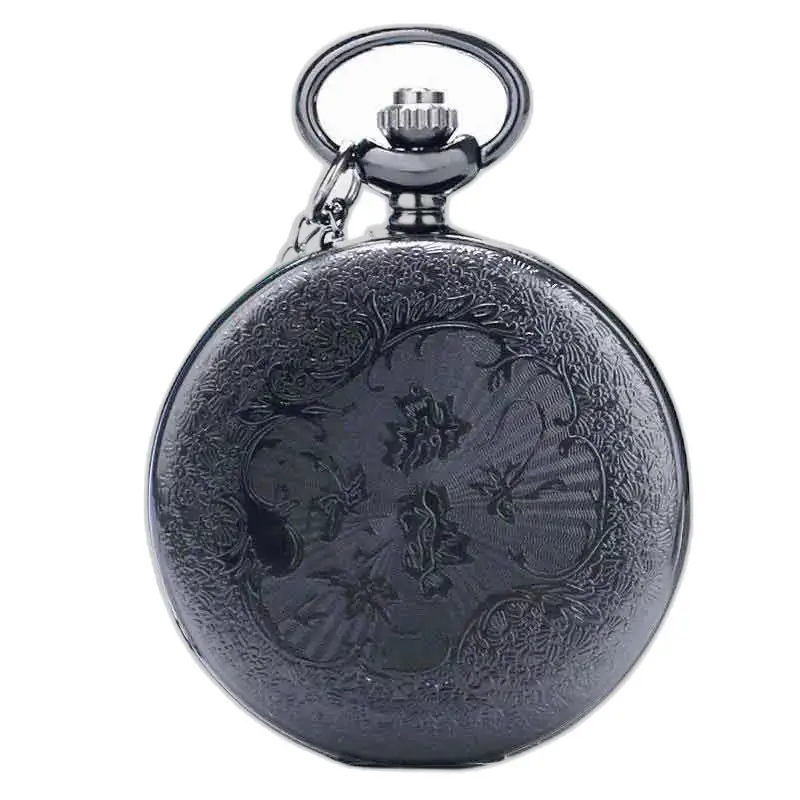 Montre à Poche à Gousset Steampunk Cobalt avec motif floral noir élégant