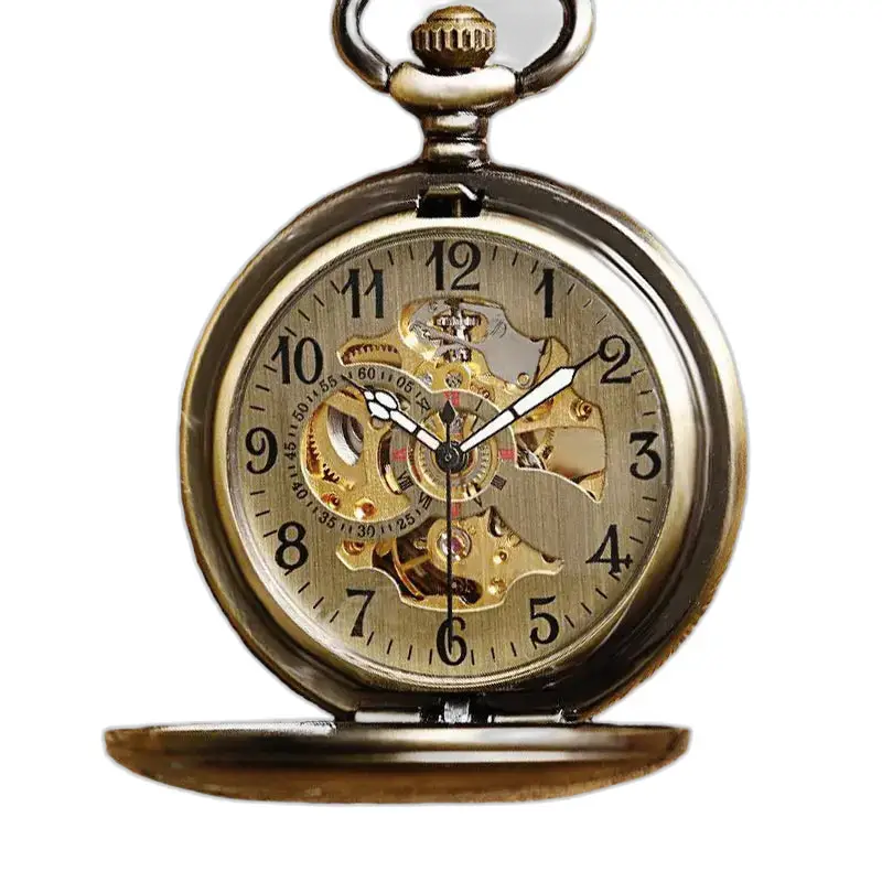 Montre antique à gousset vintage avec engrenages visibles pour homme et femme