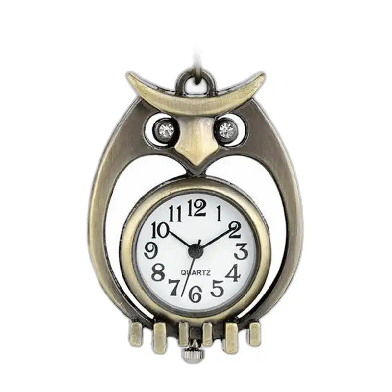 Montre Chouette Vintage en Bronze avec Chaîne, pendentif en forme de hibou