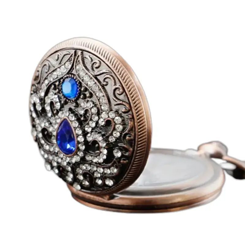 Montre Collier à Quartz ornée de précieuses pierres bleues et design raffiné