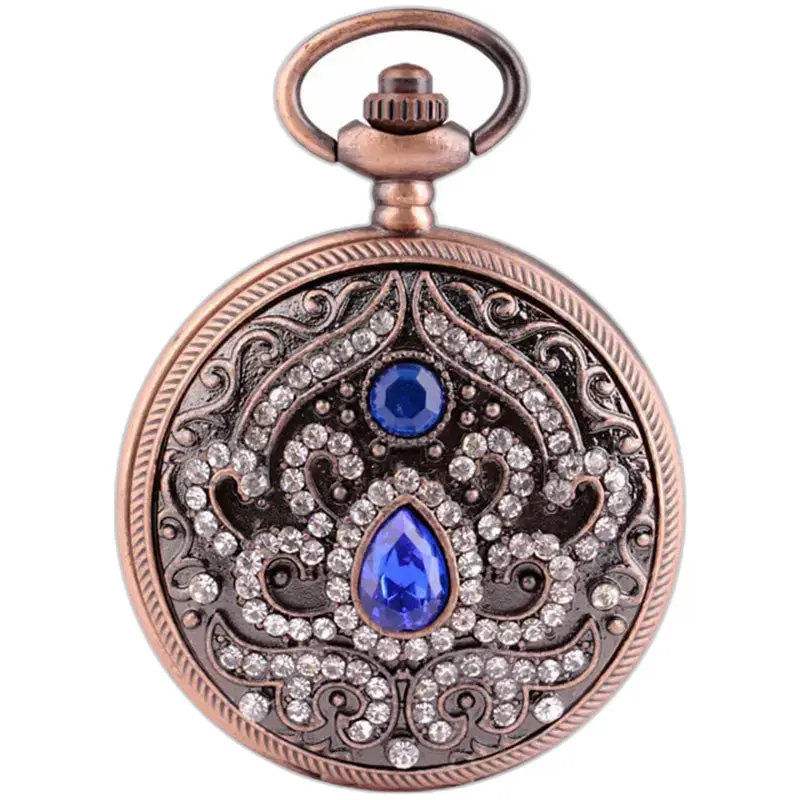 Montre Collier à Quartz ornée de précieuses pierres bleues, élégante et raffinée