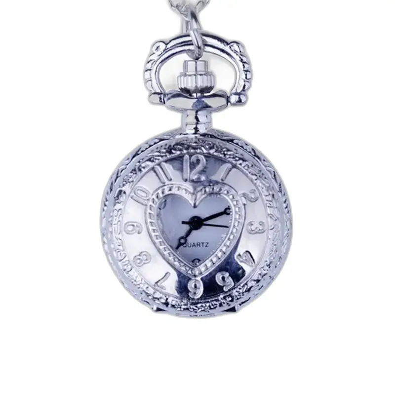 Montre Collier Antique Coeur Vintage Argent Bronze avec montre collier en forme de cœur