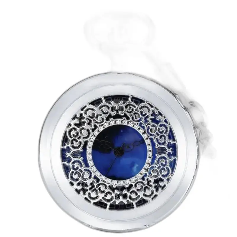 Montre Collier Argent avec cadran bleu et motif Cœur Bleu élégant
