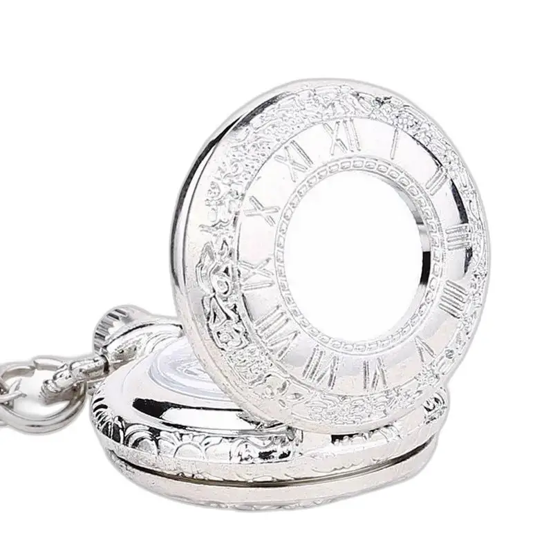 Montre Collier Argent Vintage avec montre argent et chiffres romains élégants