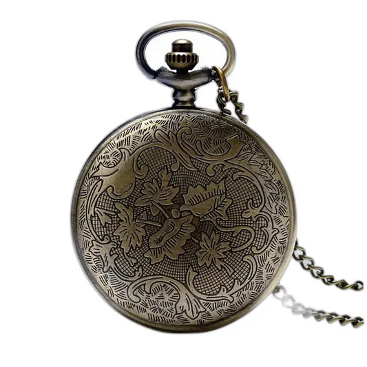 Montre Collier Boussole Vintage Style Homme Femme avec un pocket watch en argent orné
