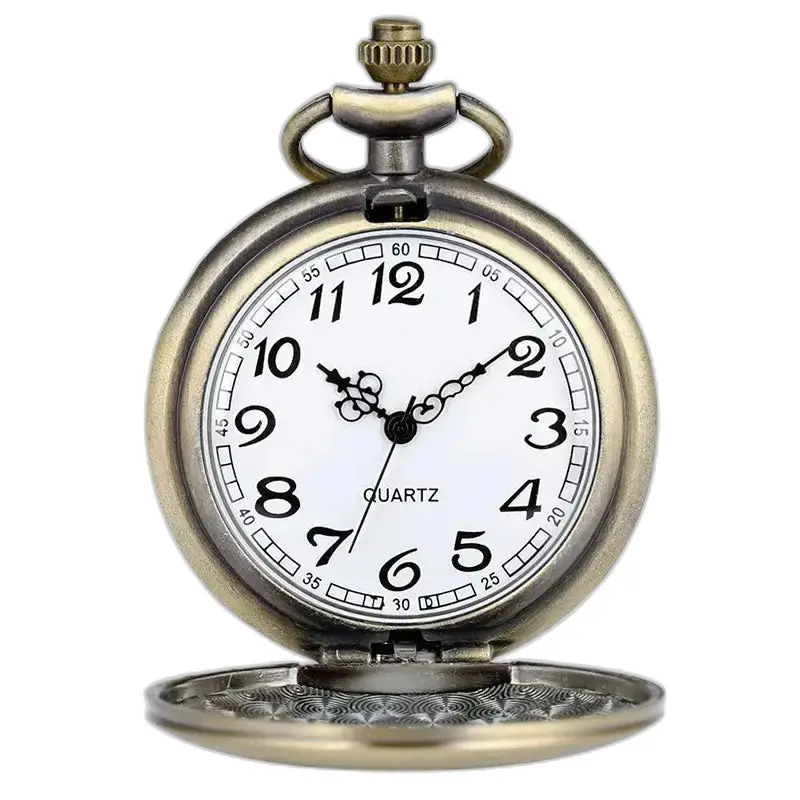 Montre Collier Bronze Five Star Rétro Femme avec un design d’horloge de poche antique