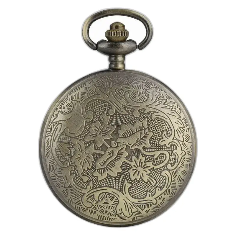 Ornate bronze pocket watch montre collier bronze Fleur Géométrique Rétro élégant