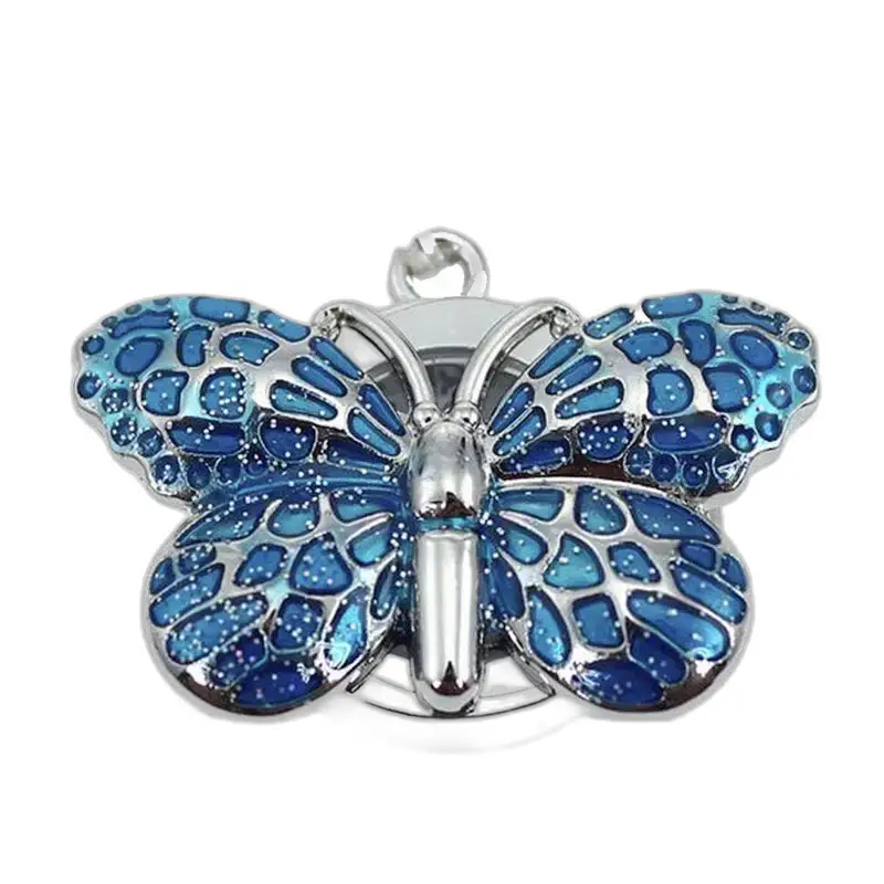Pendentif papillon bleu et argent sur montre collier Butterfly Chic Femme