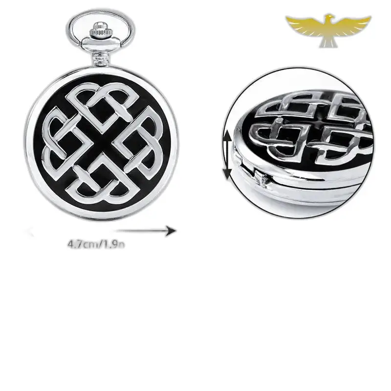 Montre Collier Celtic Rope Classique Argent avec motif nœud celtique argent et noir