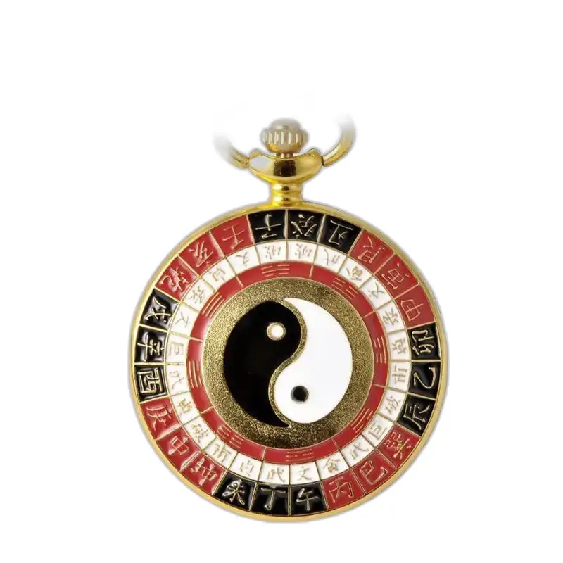 Montre Collier Charme D’Asie Vintage Or avec montre collier yin et yang élégant