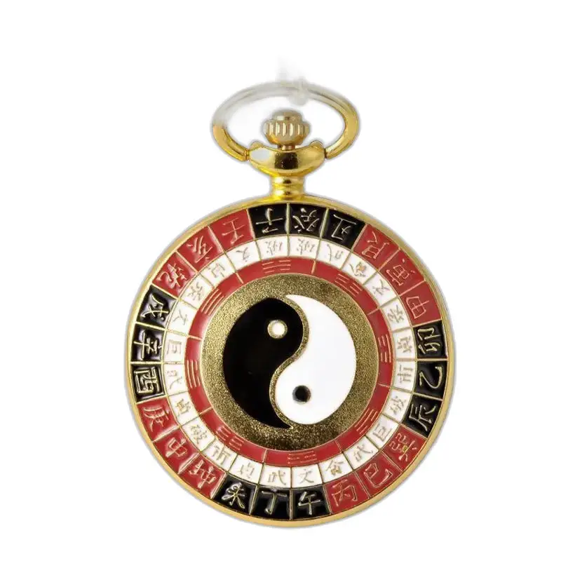 Montre collier Charme D’Asie Vintage Or avec montre yin et yang élégante
