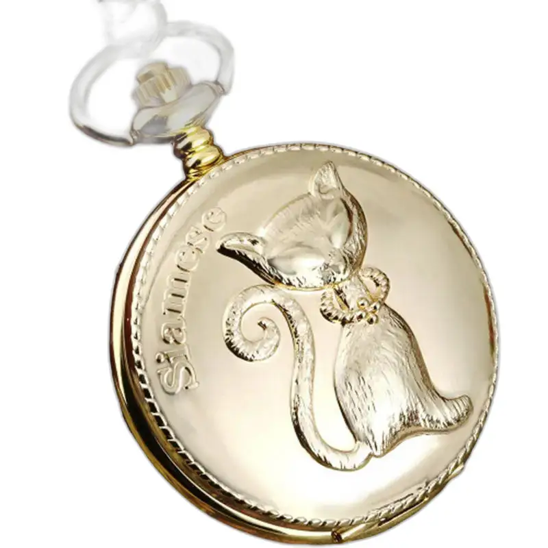 Montre Collier Chat Chinois Or Fantaisie, montre collier chat avec design félin élégant