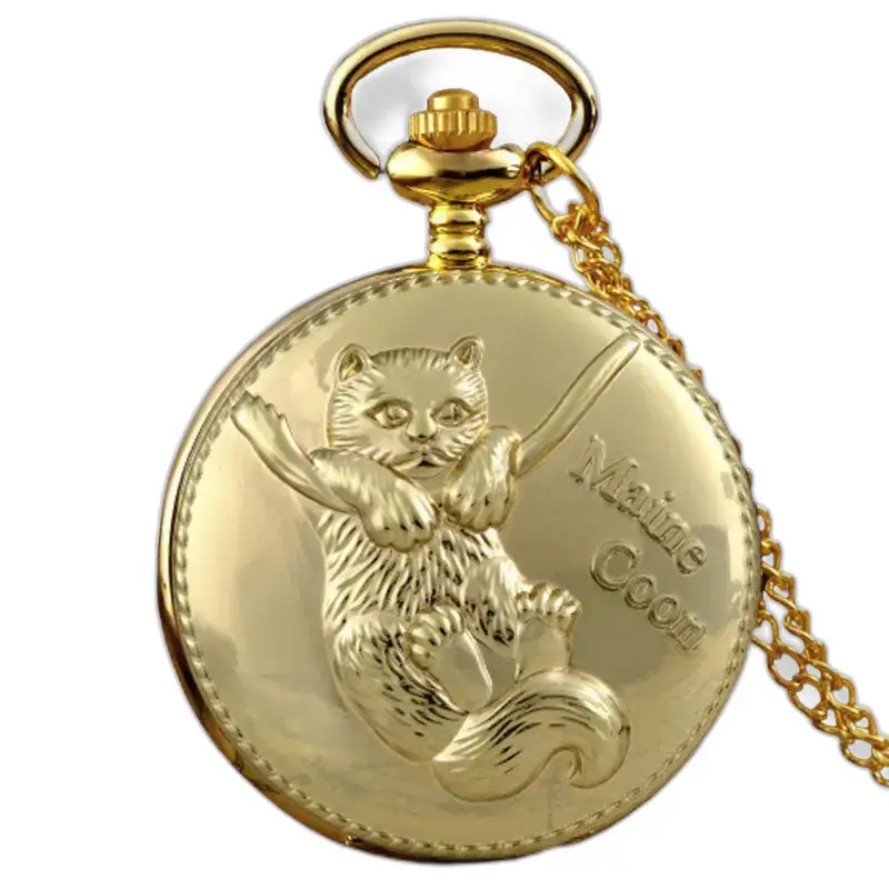 Montre Collier Chat Chinois Or Fantaisie avec design de chat en or