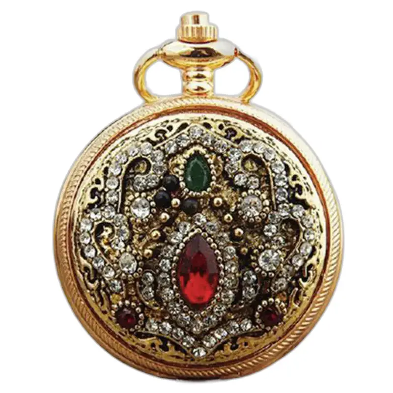 Montre collier Chic Royale pour Homme Femme avec montre en or ornée de pierres précieuses