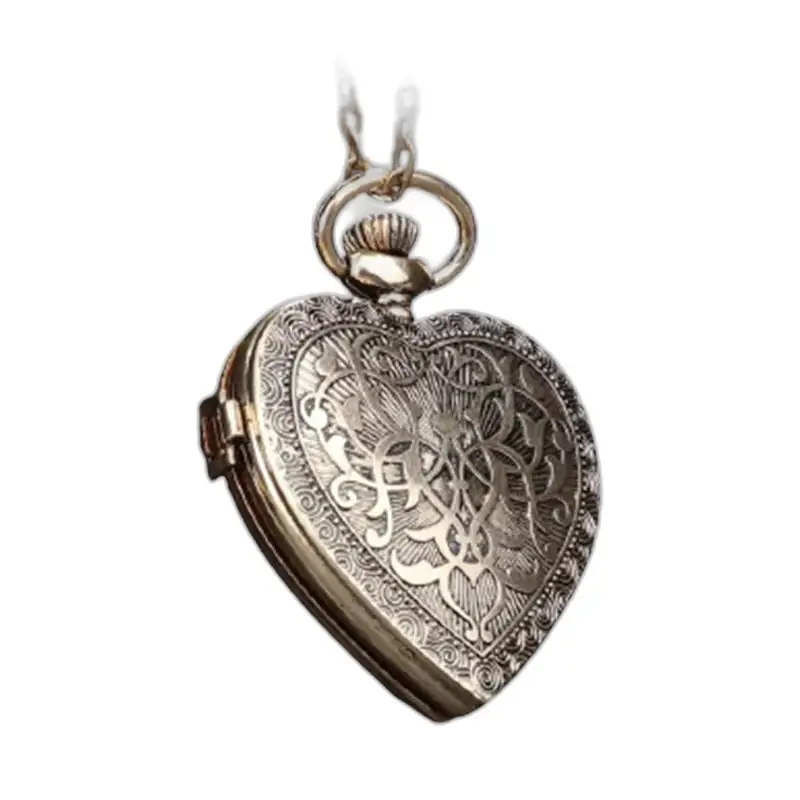 Montre collier cœur en argent ornée en forme de cœur, vintage et élégante