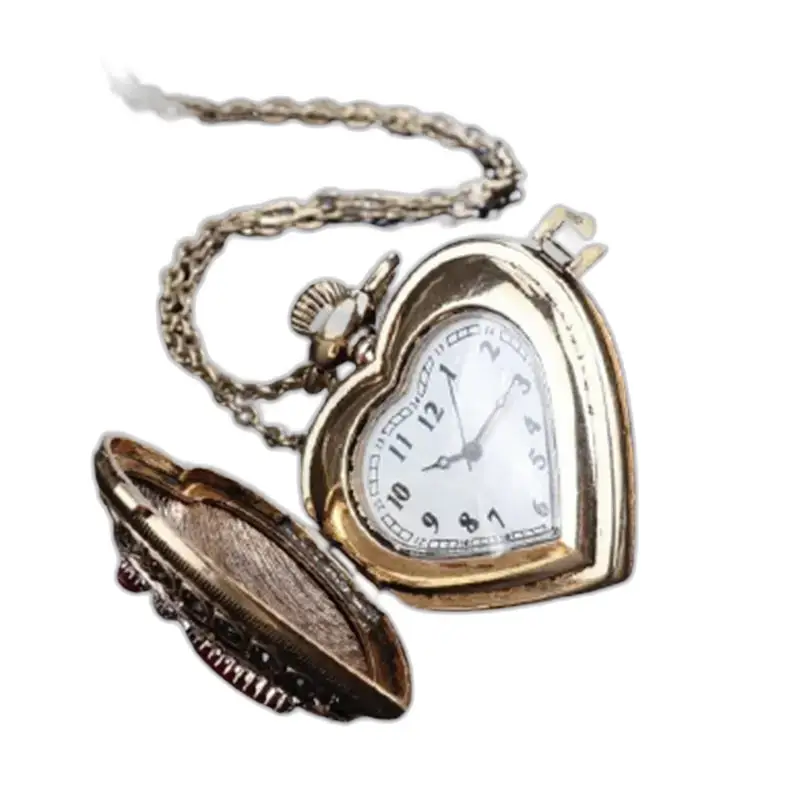 Montre Collier Cœur de Diamants, montre collier cœur vintage avec chaîne élégante