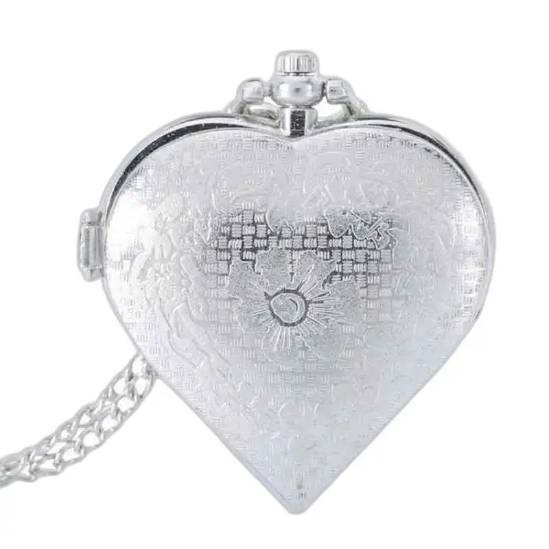 Montre collier en argent avec cœur photo, élégant pendentif pour femme
