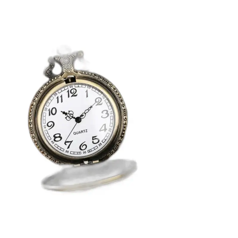 Montre Collier Compas Quartz Demi-chasseur Bronze avec style vintage élégant