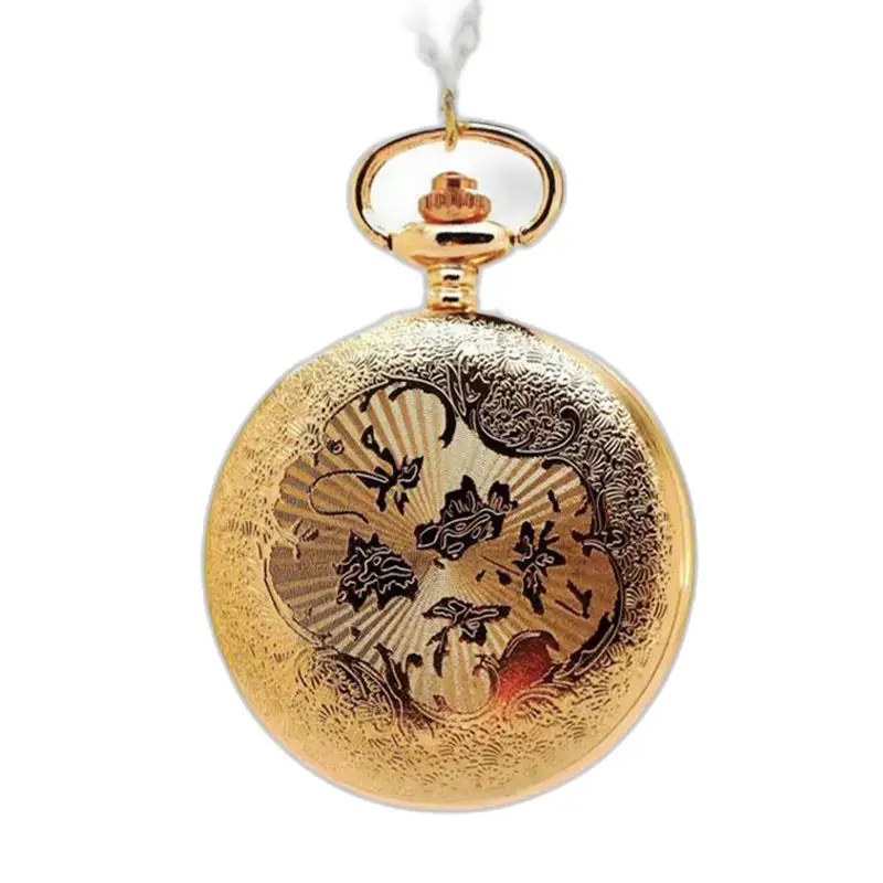 Montre collier en or avec design floral et pierres précieuses, mécanisme à quartz