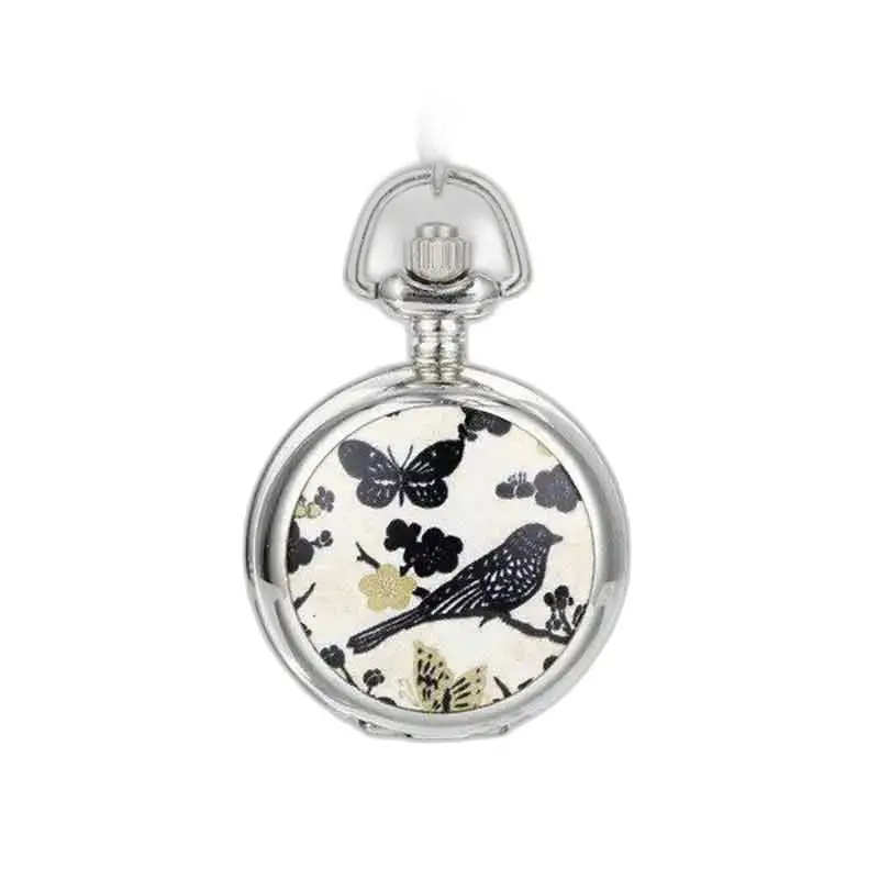 Montre Collier élégante avec design oiseau et papillon, mouvement à quartz