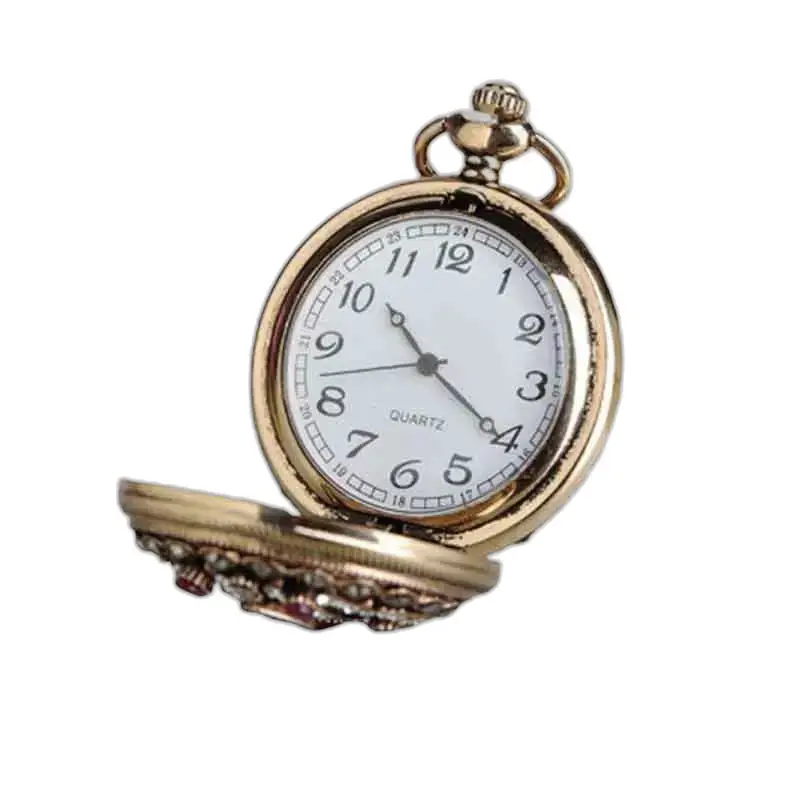 Montre Collier Femme avec Pierres Précieuses et montre en or brillant ouverte