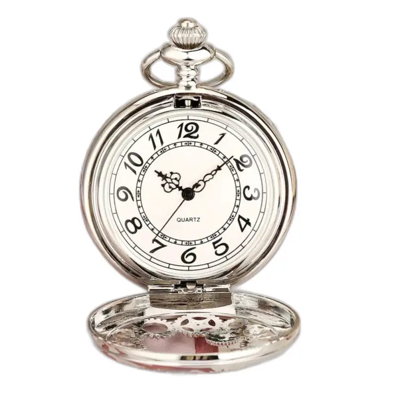 Montre Collier Femme Steampunk Quartz Stripped Wheel Argent montre collier élégante
