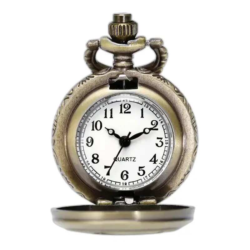 Montre Collier Fleur de Marbre Chic Vintage avec une montre à gousset en bronze antique