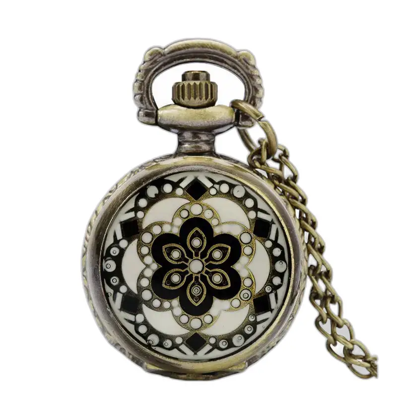 Montre Collier Fleur de Marbre Chic Vintage avec montre collier antique et chaîne