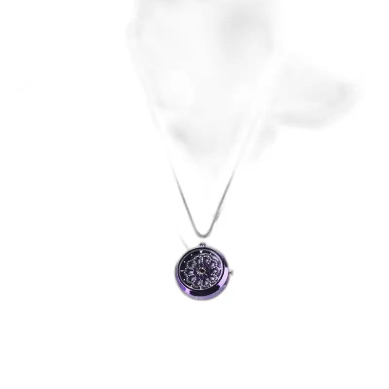 Montre Collier Fleur Élégante pour Femme avec un pendentif violet unique