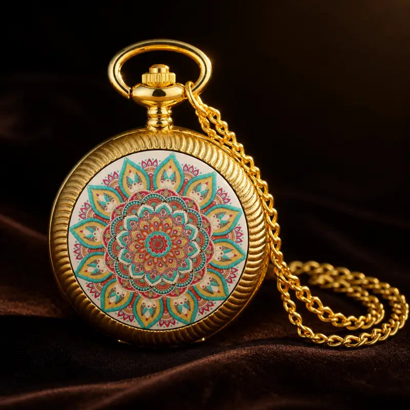 Montre à Gousset Quartz Collier Fleur Bronze Femme - Univers Gousset