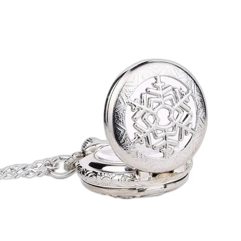 Montre collier flocon argenté en forme de flocon pour homme et femme
