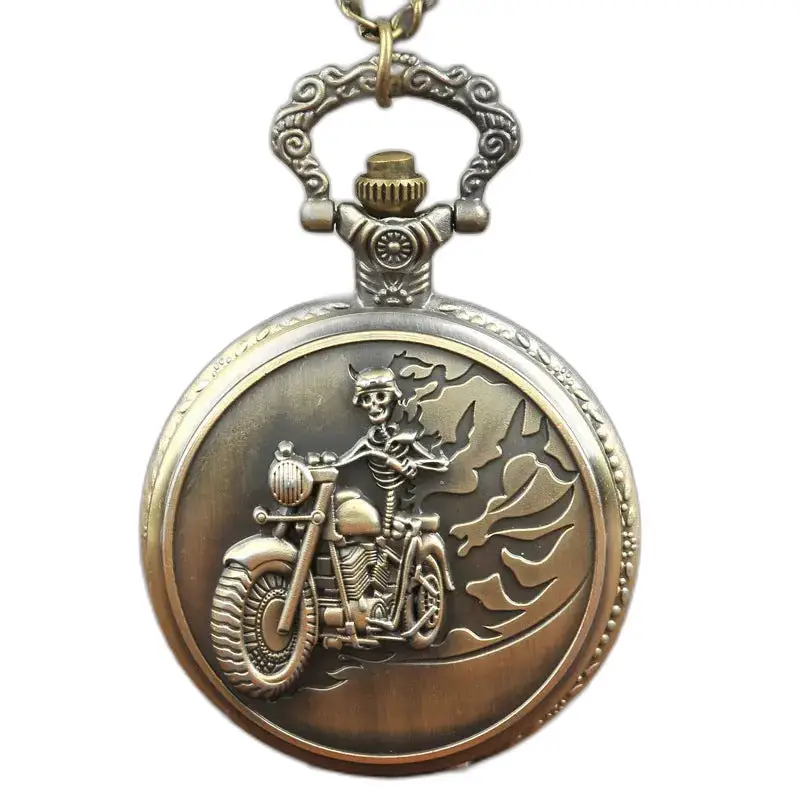 Montre collier Harley Davidson en bronze avec design de biker à affichage analogique