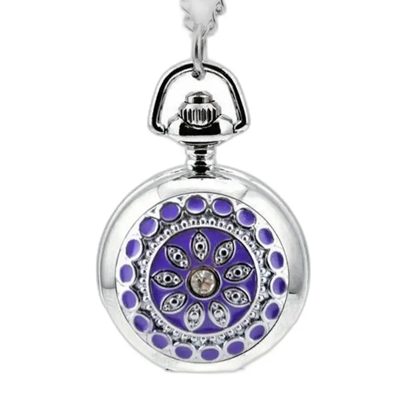 Montre Collier Harmonie avec montre collier en argent et design floral violet
