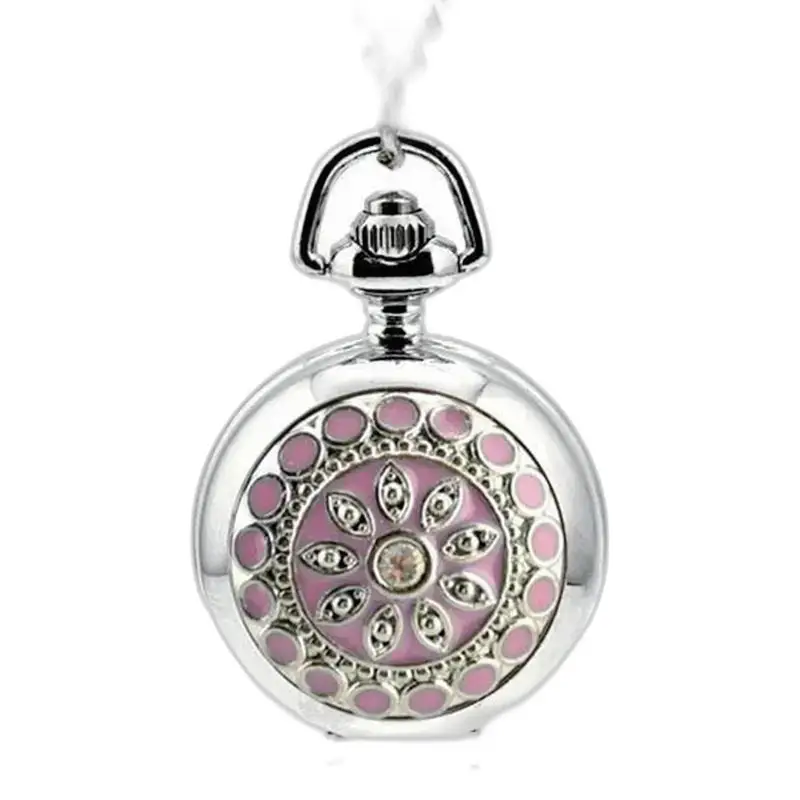 Montre Collier Harmonie avec design floral rose sur montre argentée élégante