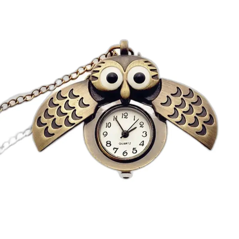 Montre Collier Hibou Pendentif Vintage Bronze Noir avec design chouette élégant
