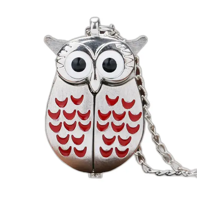 Montre Collier Hibou Pendentif Vintage en Argent avec design de hibou élégant
