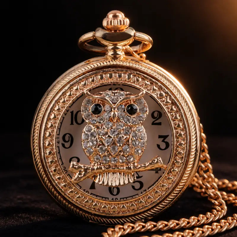 Montre à Gousset Collier Quartz Hibou Femme - Univers Gousset