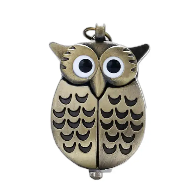 Montre collier hibou vintage en bronze, élégante et unique pour femme