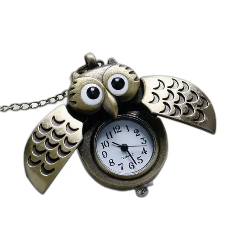 Montre Collier Hibou Vintage Femme Argent Bronzed avec un design de hibou élégant