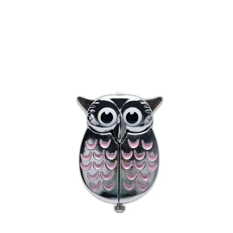Miroir compact en argent en forme de hibou pour Montre Collier Hibou Vintage Femme