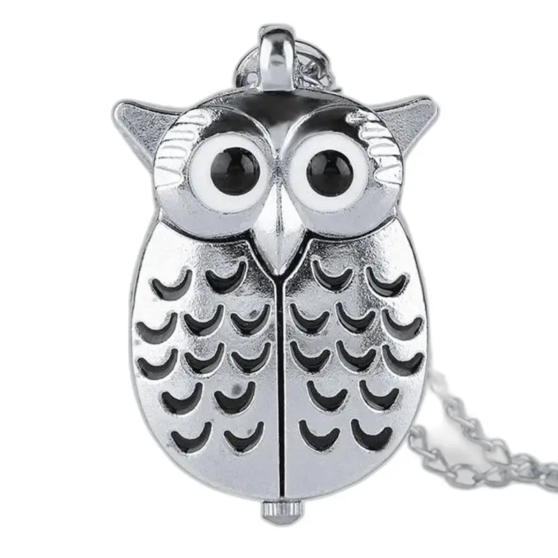 Montre Collier Hibou Vintage Femme Argent Bronzed avec pendentif hibou en argent