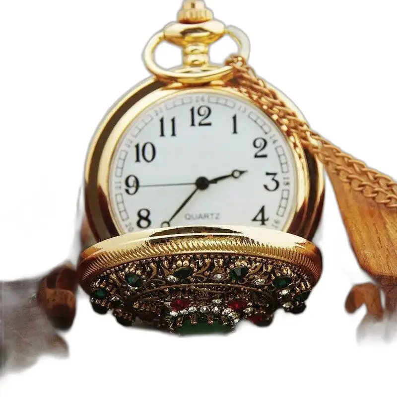 Montre Collier Jeweled Chic Femme Or avec couverture en or ornée de bijoux
